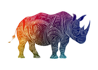 Fototapeta premium Colorful Rhino Silhouette on Transparent Background