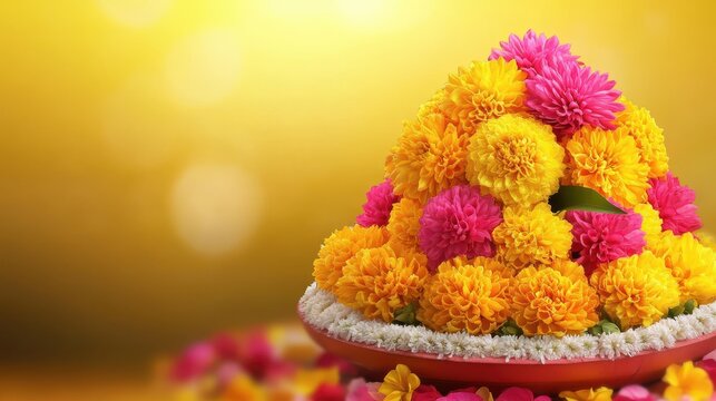 Festive Typography Celebrating Bathukamma in Telugu