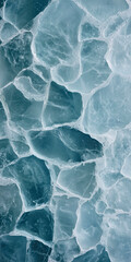 Frosted Ice Texture with Cracked Patterns and Translucent Blue Surface in a Frozen Design