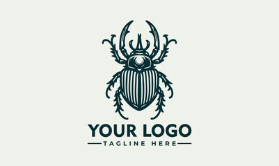 vector logo beetle art with detailed lines and sharp horns, perfect for insectrelated designs, wildlife illustrations, and scientific projects