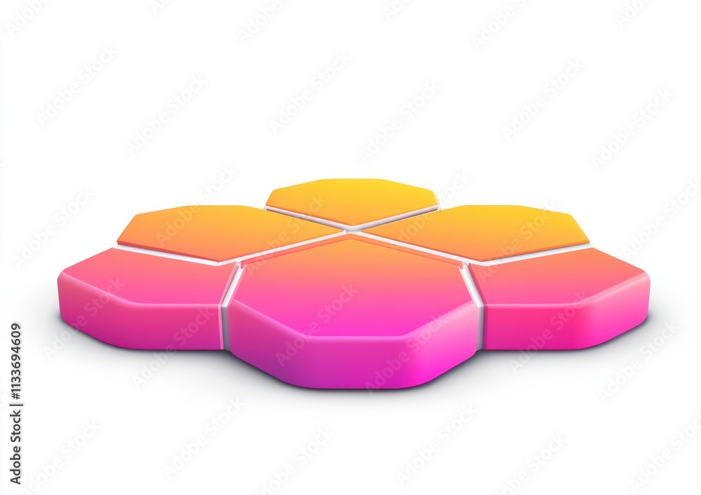 Poster Abstract colorful hexagonal platform.
