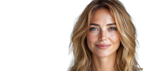 Naklejka premium beautiful 40-50s mid aged mature woman isolated on white background. skin care beauty