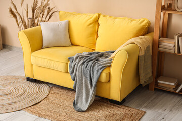 Interior of modern room with comfortable sofa