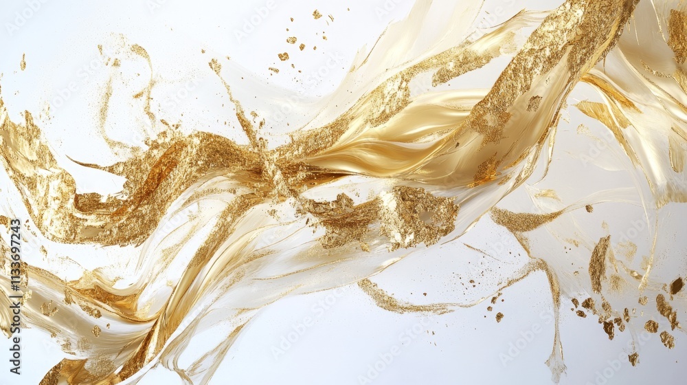 Poster dynamic golden abstract art display studio setting digital artwork elegant environment close-up view
