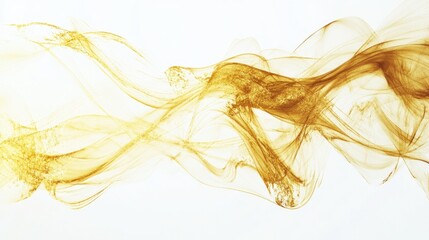 Dynamic waves of golden smoke abstract art digital illustration minimalistic style close-up visual harmony and motion