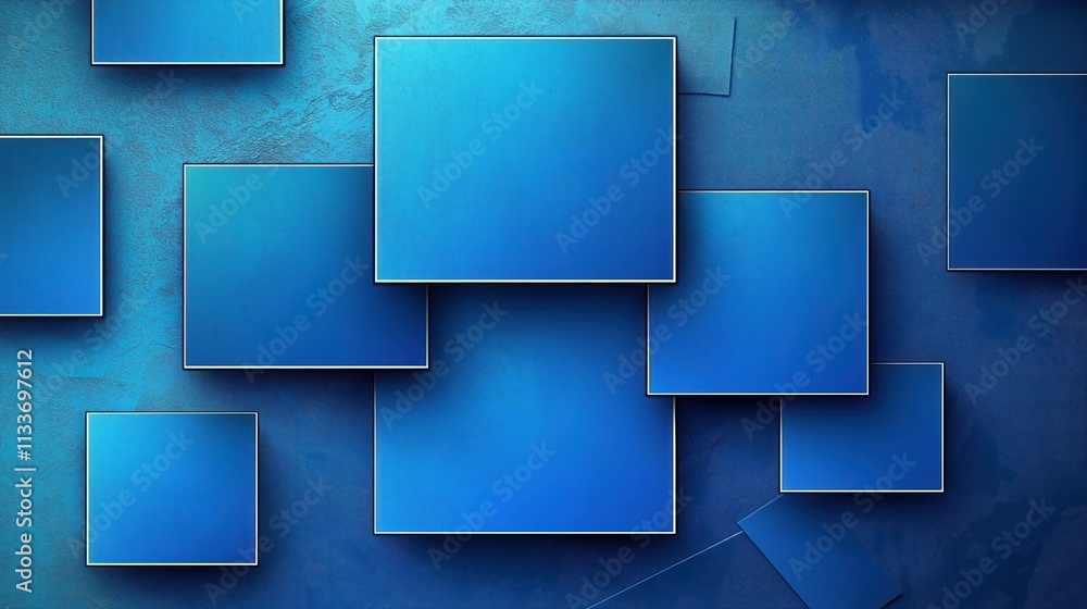 Poster abstract background with overlapping blue rectangles. modern geometric shapes create dynamic design.