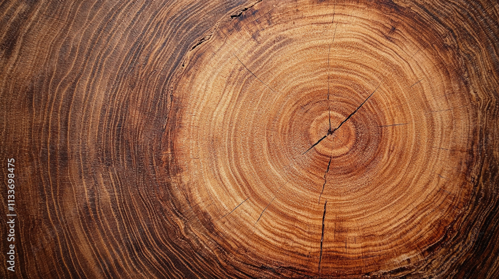 Aufkleber tree trunk with visible growth rings highlighting natural texture and color variations