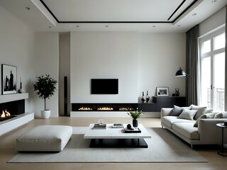 Minimalist living room, modern interior design 