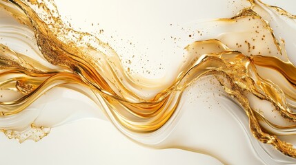 Fluid gold waves abstract art digital design modern aesthetics close-up view luxurious concept for visual appeal
