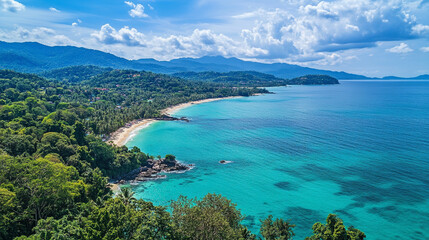 Stunning coastal view showcasing clear waters and lush greenery in Thailand
