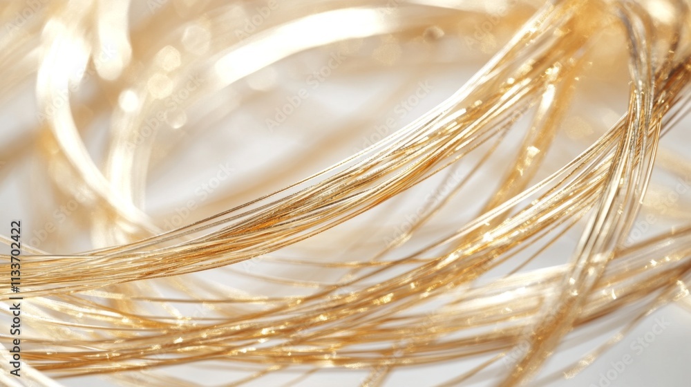 Aufkleber intricate golden threads close-up photography textile art studio setting macro view craftsmanship an