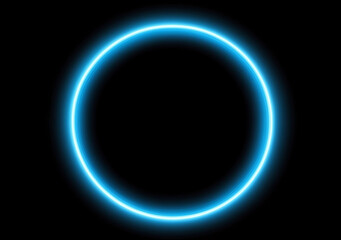 Obraz premium vivid abstract blue design featuring glowing circular gradient on black background, creating striking visual effect