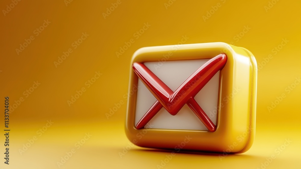 Poster yellow square button with red cross, a symbol of warning, error or negative action