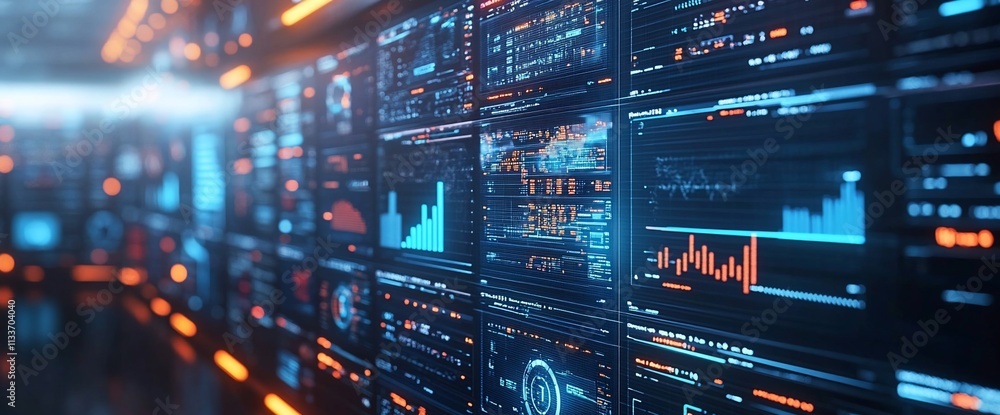 Leinwandbilder A digital interface displaying data analytics and graphical visualizations.