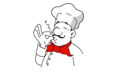 a chef eating something