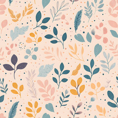 floral flower and leaf elements modern doodle illustrator seamless pattern for wallpaper or background