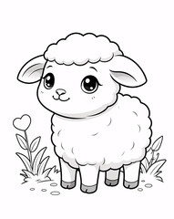 Creative Baby Sheep Coloring Book with Simple Line Art Designs for Kids RelaxationColoring Page Design Book Cover for Kids