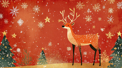 Festive Reindeer Christmas Card Design