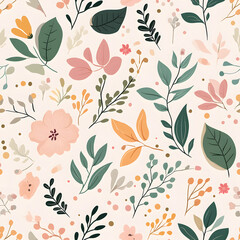 floral flower and leaf elements modern doodle illustrator seamless pattern for wallpaper or background