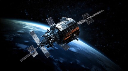 Fototapeta premium spaceship and planet