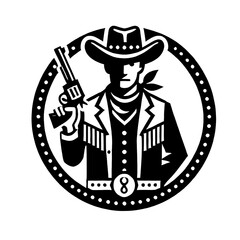 Obraz premium cowboy icon and illustration vector black and white