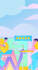 Marketing planning business characters flat vector concept operation hand drawn illustration
