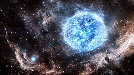 Obraz premium Celestial Body Energy Blazing Through Cosmic Nebula