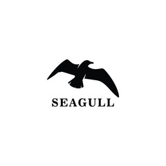 seagul flying high flat icon logo