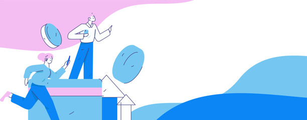 Marketing planning business characters flat vector concept operation hand drawn illustration
