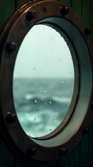 Stormy Ocean View Through a Porthole