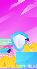 Business network security character flat vector concept operation hand drawn illustration
