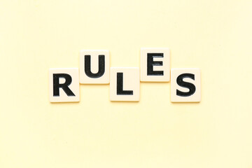 Word RULES on beige background