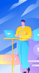 Business network security character flat vector concept operation hand drawn illustration
