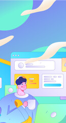 Business network security character flat vector concept operation hand drawn illustration
