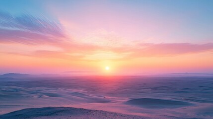 Pastel Sunset Over Rolling Desert Dunes