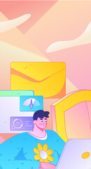 Business network security character flat vector concept operation hand drawn illustration
