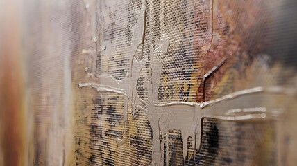 Macro shot of painted canvas with visible weave and brushstrokes