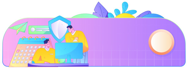 Naklejka premium Business network security character flat vector concept operation hand drawn illustration 
