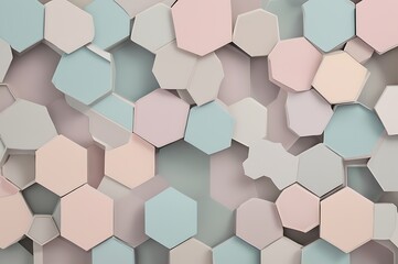 A Geometric Pattern Of Overlapping Hexagons In Subtle Pastel Shades