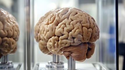 Close-up of human brain showing plaques. Understanding the complexities of neurological conditions through detailed anatomical study