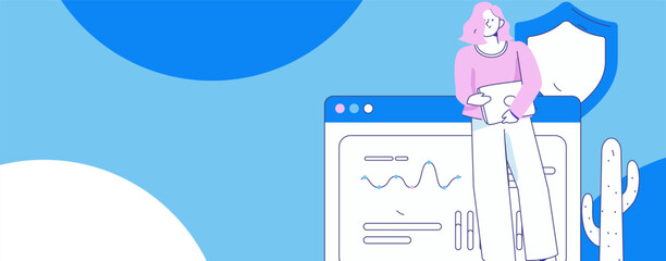 Business network security character flat vector concept operation hand drawn illustration
