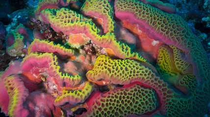Obraz premium Underwater photo of coral texture with vibrant colors and organic patterns