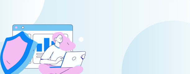 Business network security character flat vector concept operation hand drawn illustration
