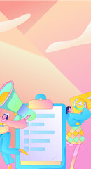 Invite friends to conduct questionnaire flat vector concept operation hand drawn illustration
