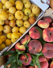 Fresh Quinces and Peaches at the Market