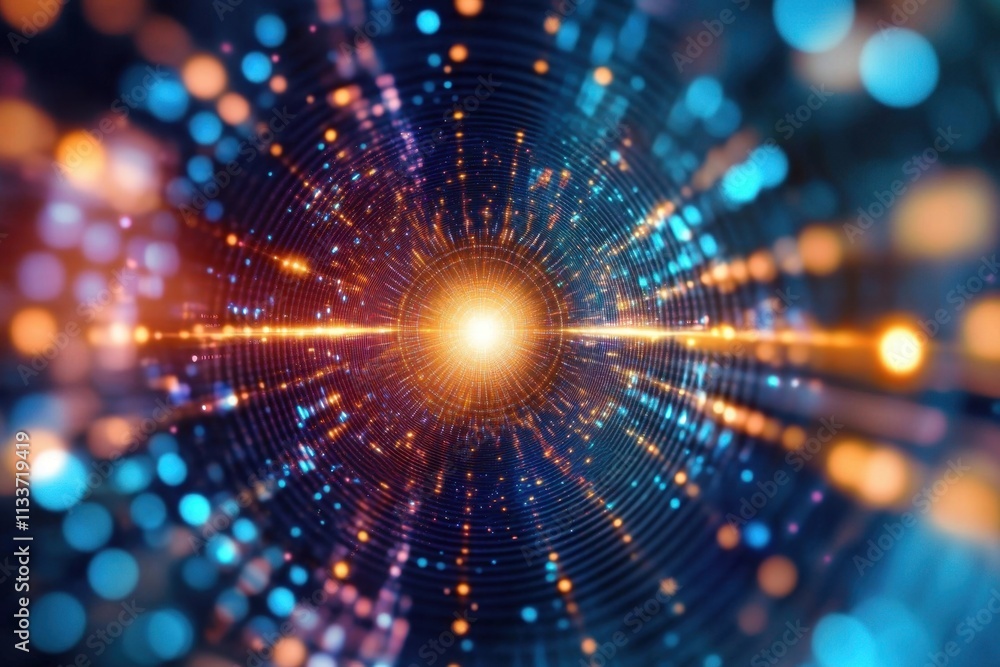 Poster bluish radial motion blur effect creates dynamic visuals.