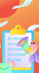 Invite friends to conduct questionnaire flat vector concept operation hand drawn illustration
