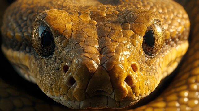 Close-Up of a Yellow Python with Intricate Scale Patterns