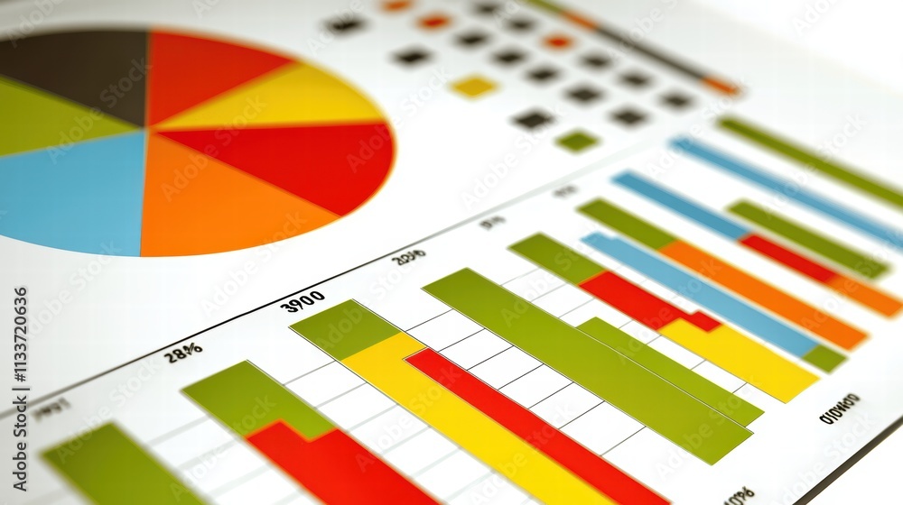 Poster colorful data visualization with charts and graphs for analysis