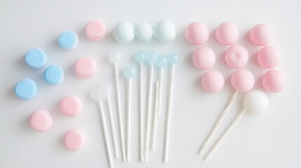 Colorful Candy Array on White Background for Sweet Treats Display